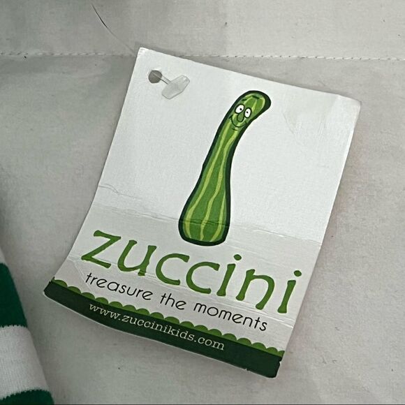 Zucchini Boys green and white preppy striped polo w/zipper - Picture 7 of 11